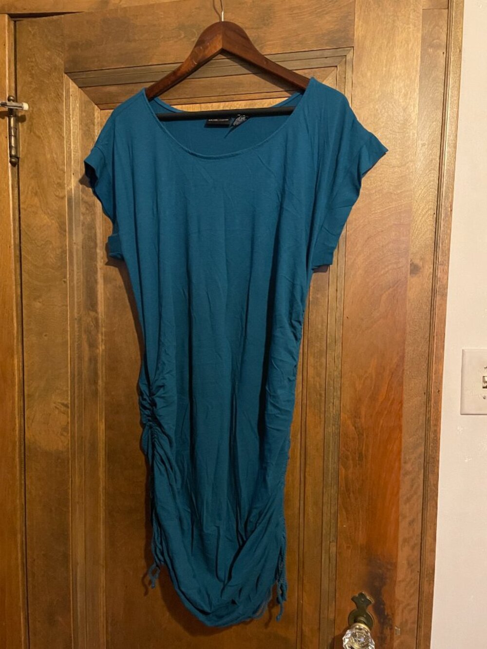 VTG New York & Company Stretch Dress - Teal / Forest Green, Size L, Cotton Blend